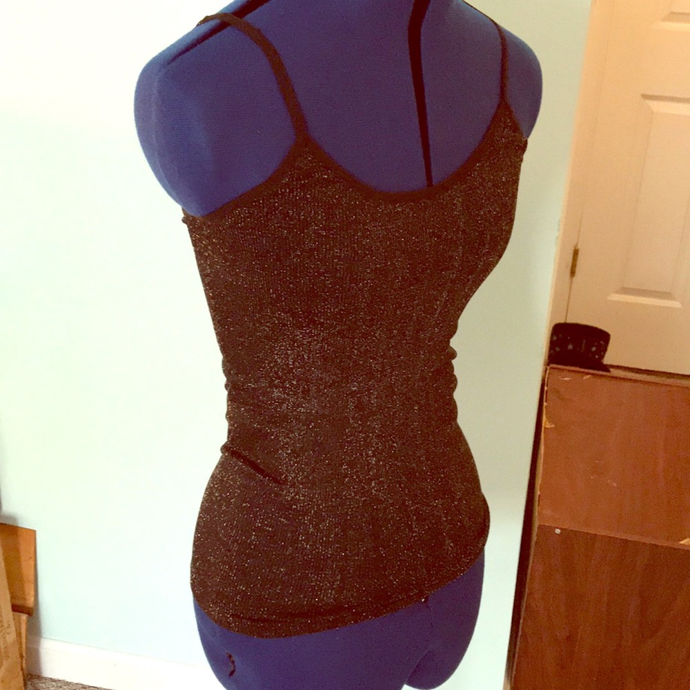Fitted Black Sparkle Tank with Crisscross Back